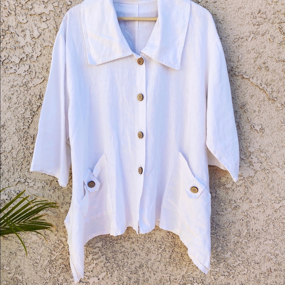 COPY - Vintage 💫 White Linen Oversized Jacket
